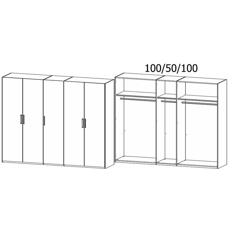 Evelyn Wardrobe - 251cm - 5 Door - H 223cm - Wild Oak