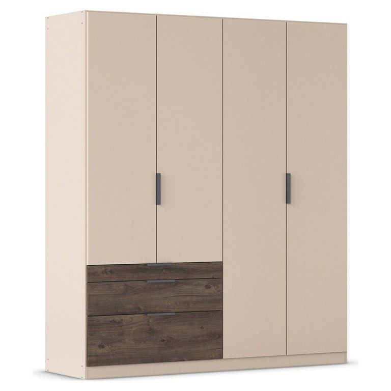 Koda Wardrobe - 181cm - 4 Door - RHF Drawers - Champagne