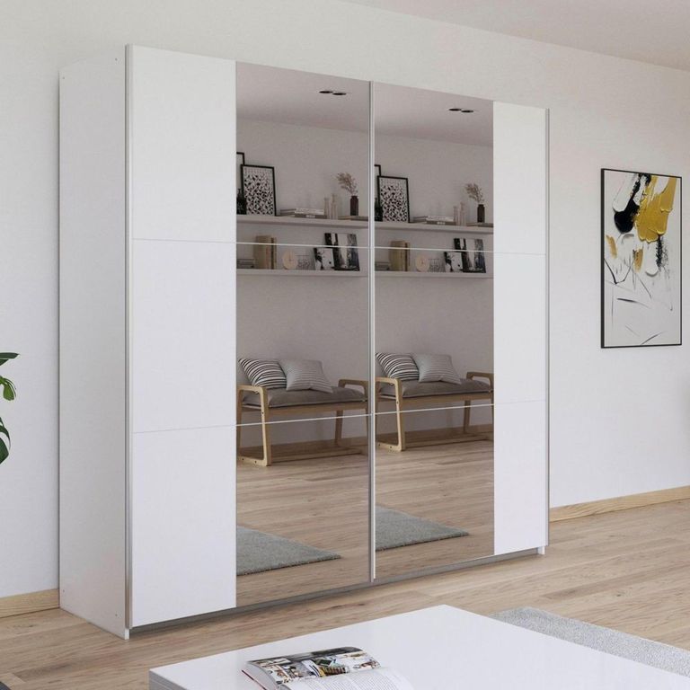Kronach Mirrored Sliding Wardrobe - 218cm - 2 Door - Alpine White