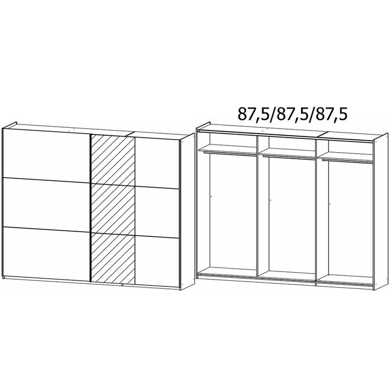 Kronach Sliding Mirror Wardrobe - 261cm - 2 Door - Alpine White