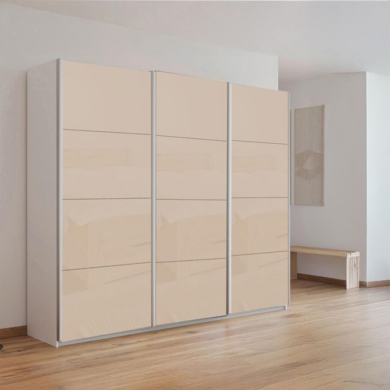 Kulmbach Sliding Wardrobe - 203cm - 3 Door - Alpine White & Champagne Glass