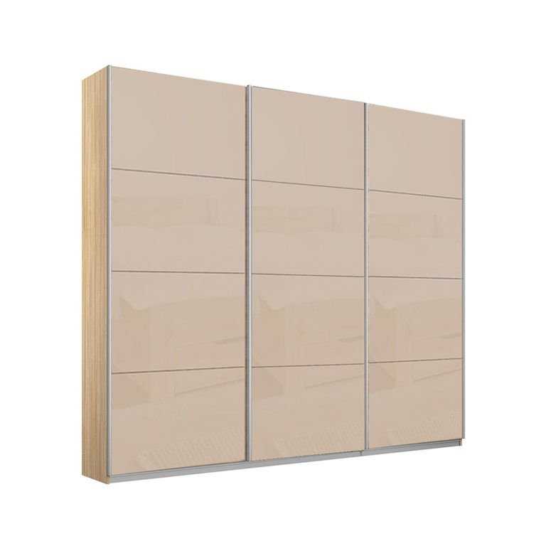 Kulmbach Sliding Wardrobe - 203cm - 3 Door - Sonoma Oak & Champagne Glass