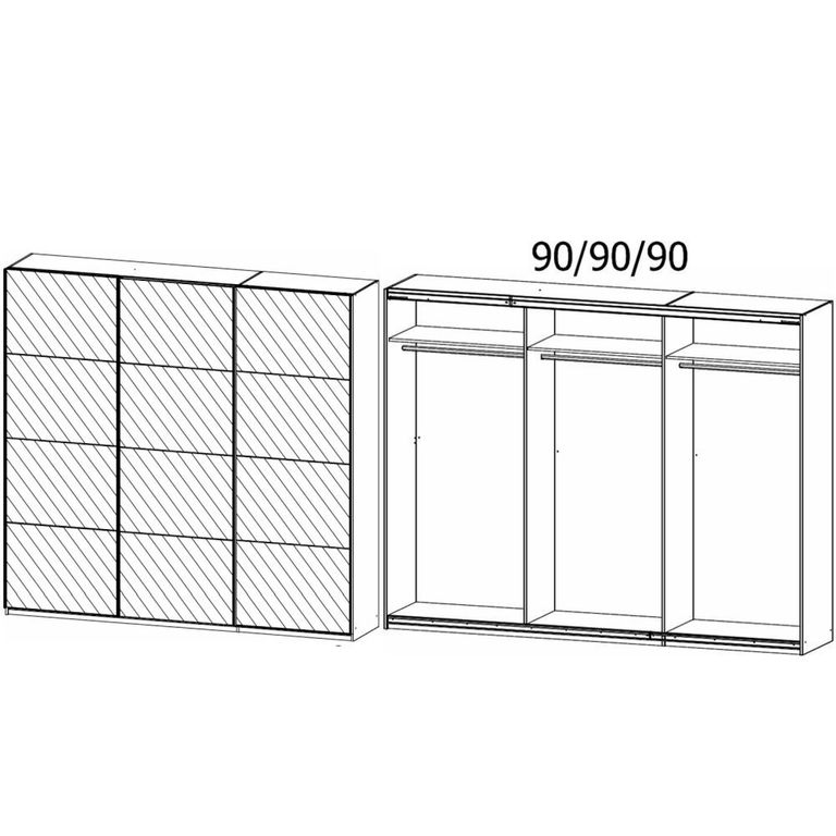 Kulmbach Mirrored Sliding Wardrobe - 271cm - 3 Door - Alpine White