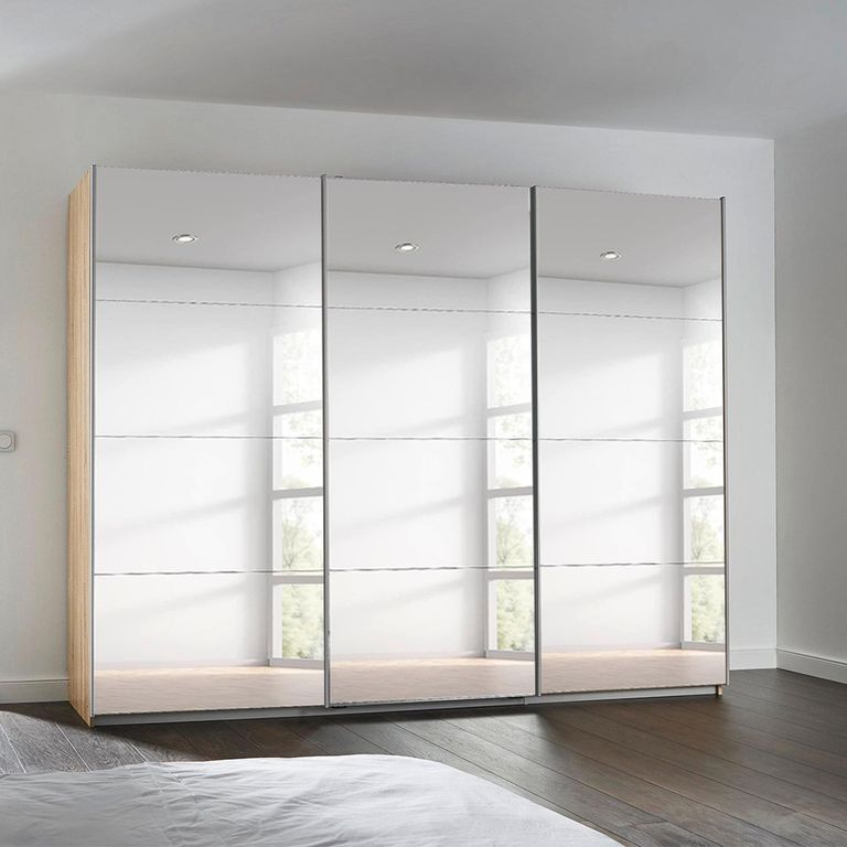 Kulmbach Mirrored Sliding Wardrobe - 271cm - 3 Door - Sonoma Oak