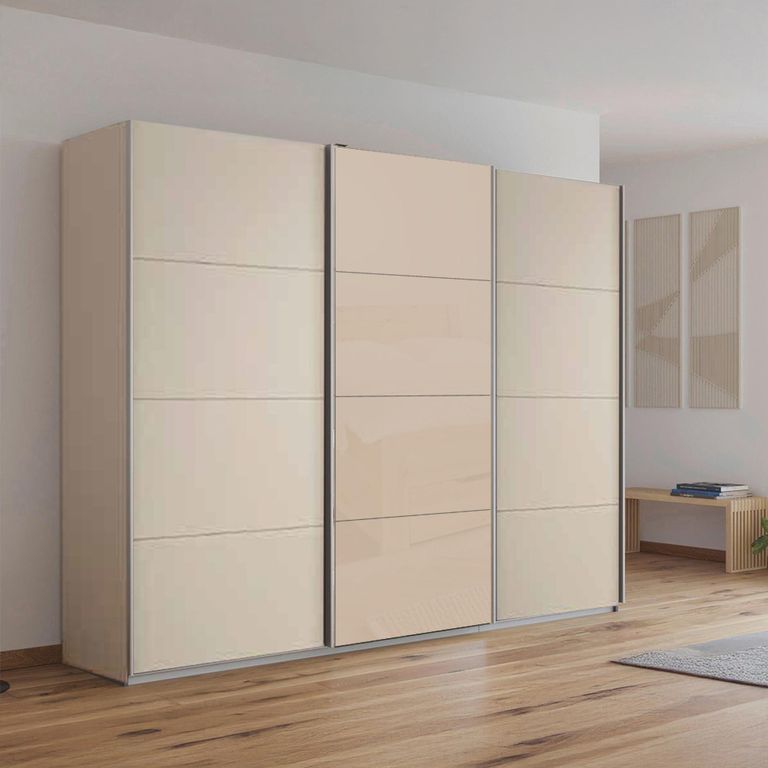 Kulmbach Sliding Wardrobe - 271cm - 3 Door - Champagne & Champagne Glass Front