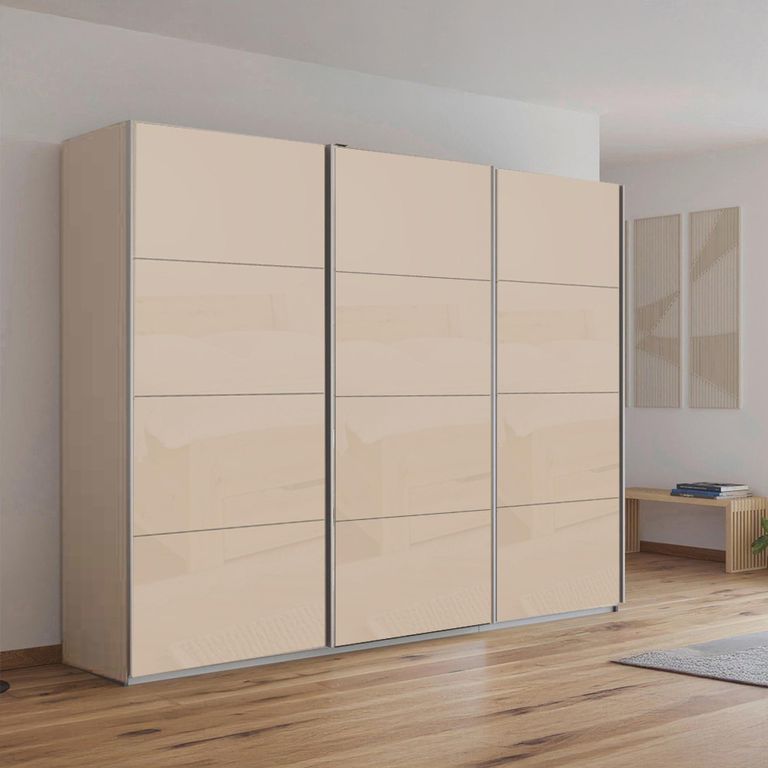 Kulmbach Sliding Wardrobe - 271cm - 3 Door - Champagne & Champagne Glass