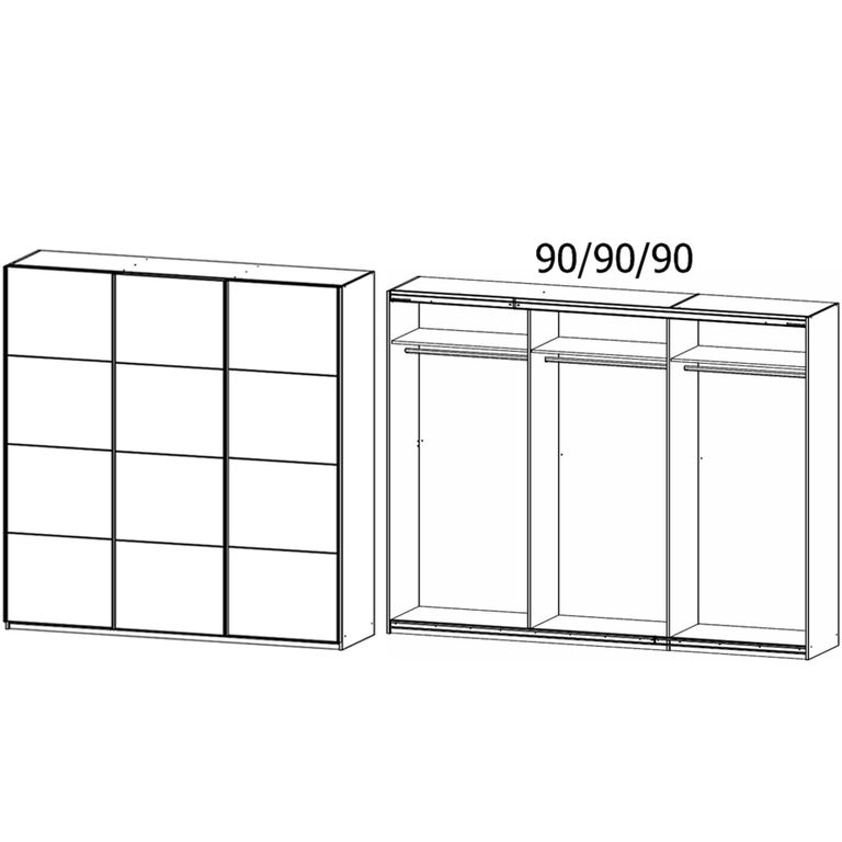 Kulmbach Sliding Wardrobe - 271cm - 3 Door - Silk Grey