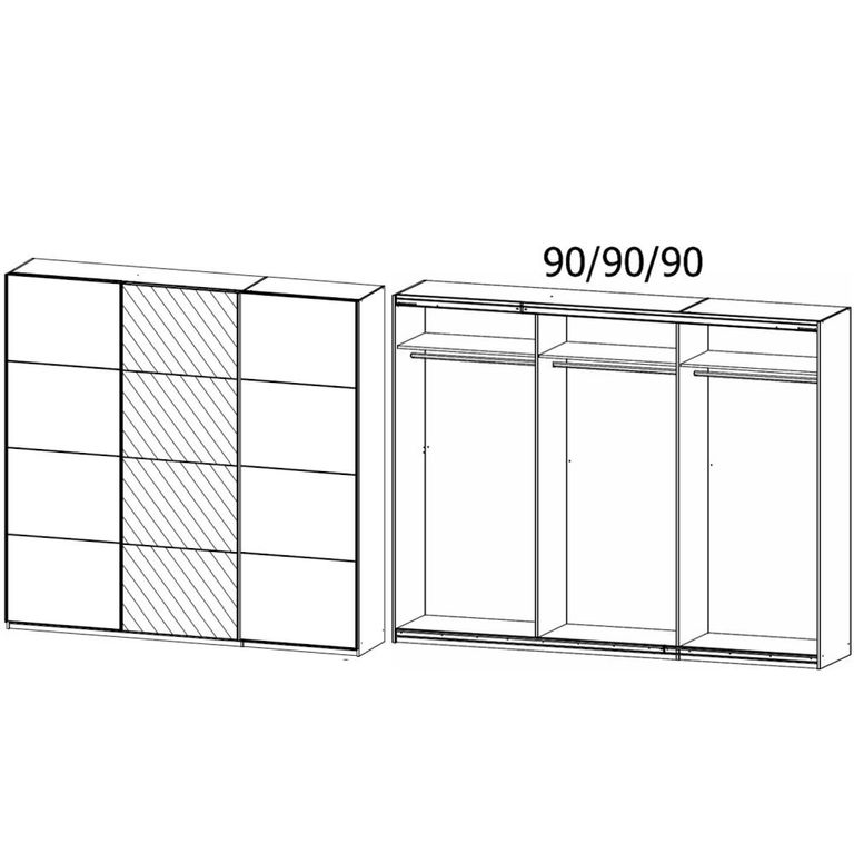 Kulmbach Sliding Mirror Wardrobe - 271cm - 3 Door - Alpine White