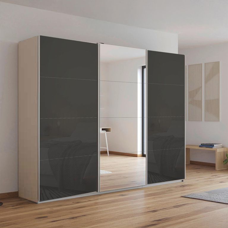 Kulmbach Sliding Mirror Wardrobe - 271cm - 3 Door - Champagne & Basalt Glass