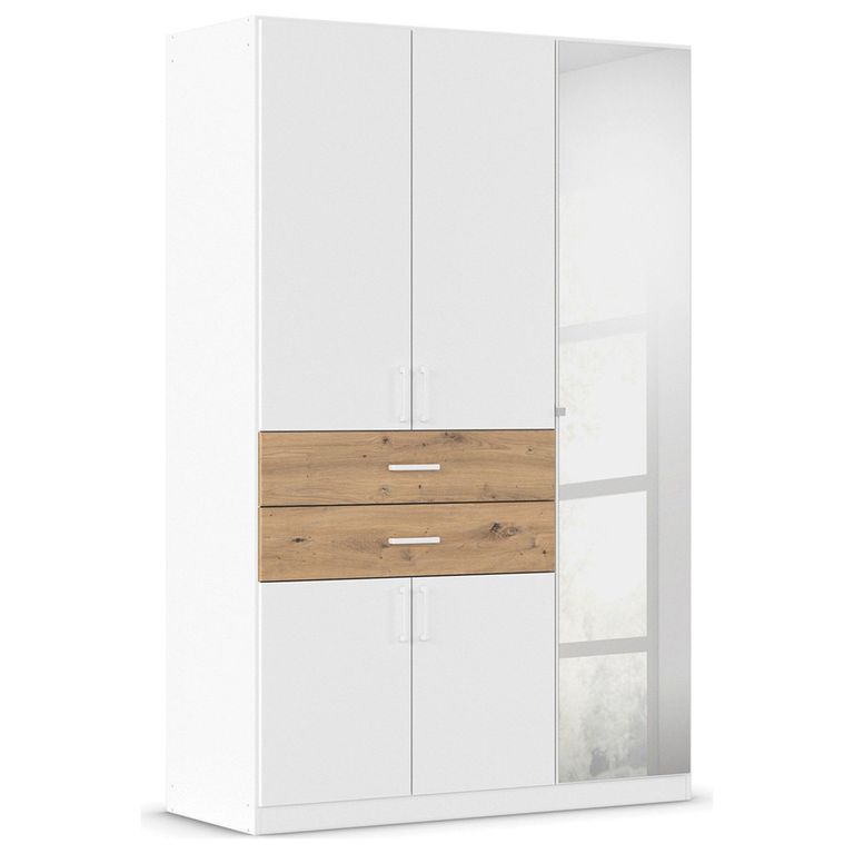 Maika Wardrobe - 136cm - 5 Door - Combi - H210cm - Alpine White & Artisan Oak