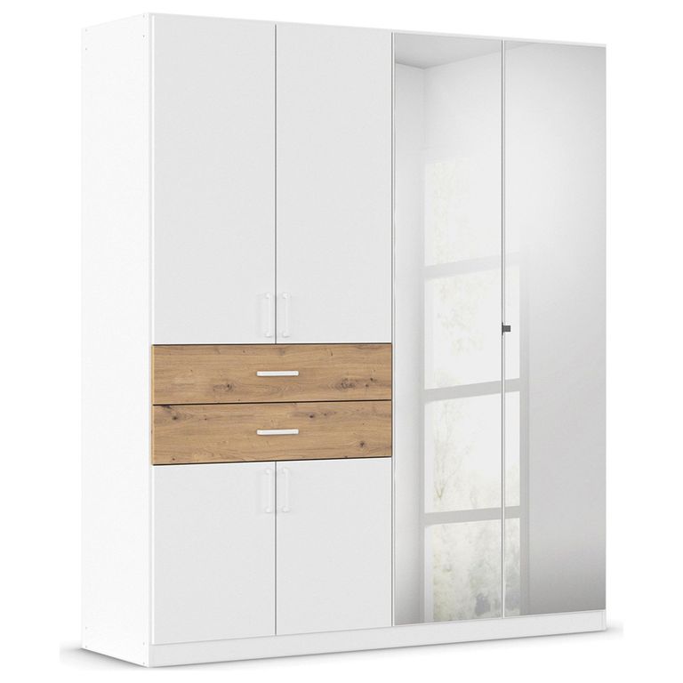 Maika Wardrobe - 181cm - 6 Door - Combi - H210cm - Alpine White & Artisan Oak