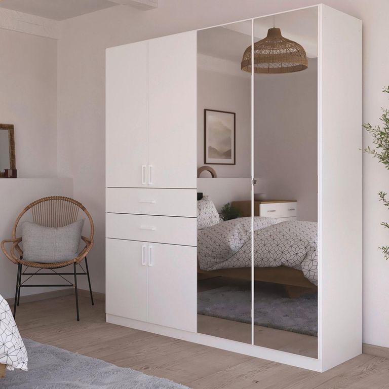 Maika Wardrobe - 181cm - 6 Door - Combi - H210cm - Alpine White