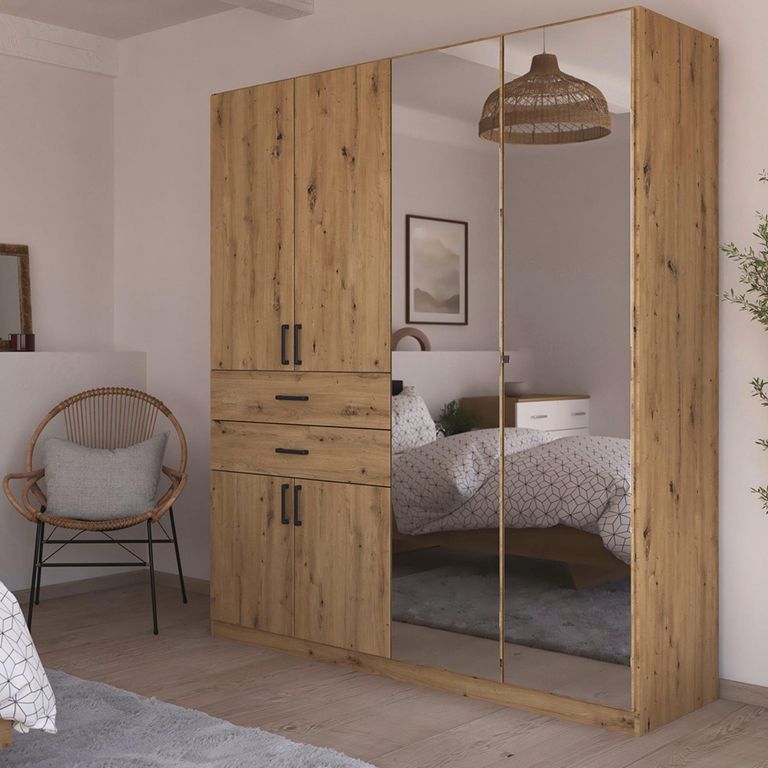 Maika Wardrobe - 181cm - 6 Door - Combi - H210cm - Artisan Oak