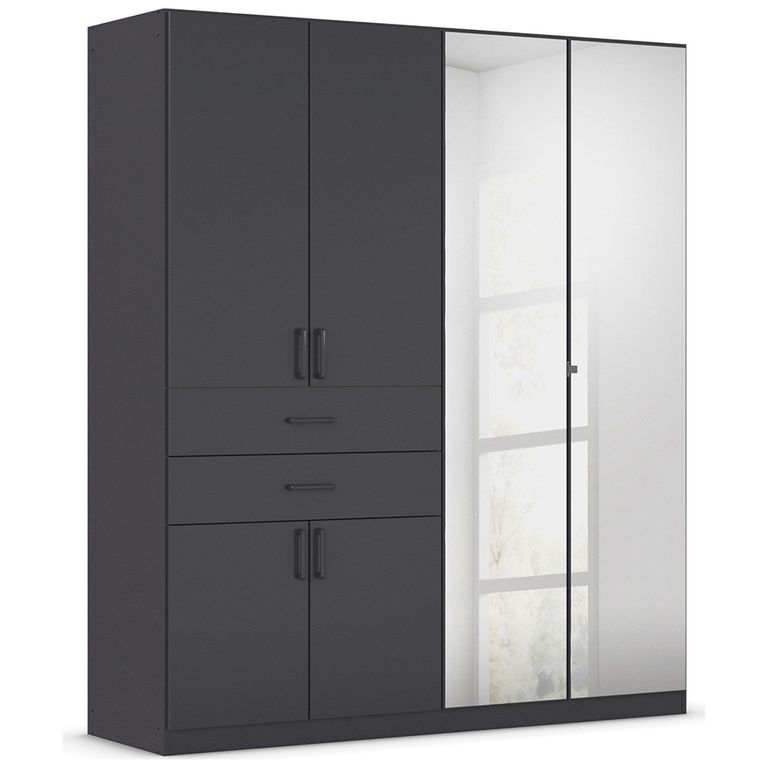 Maika Wardrobe - 181cm - 6 Door - Combi - H210cm - Metallic Dark Grey