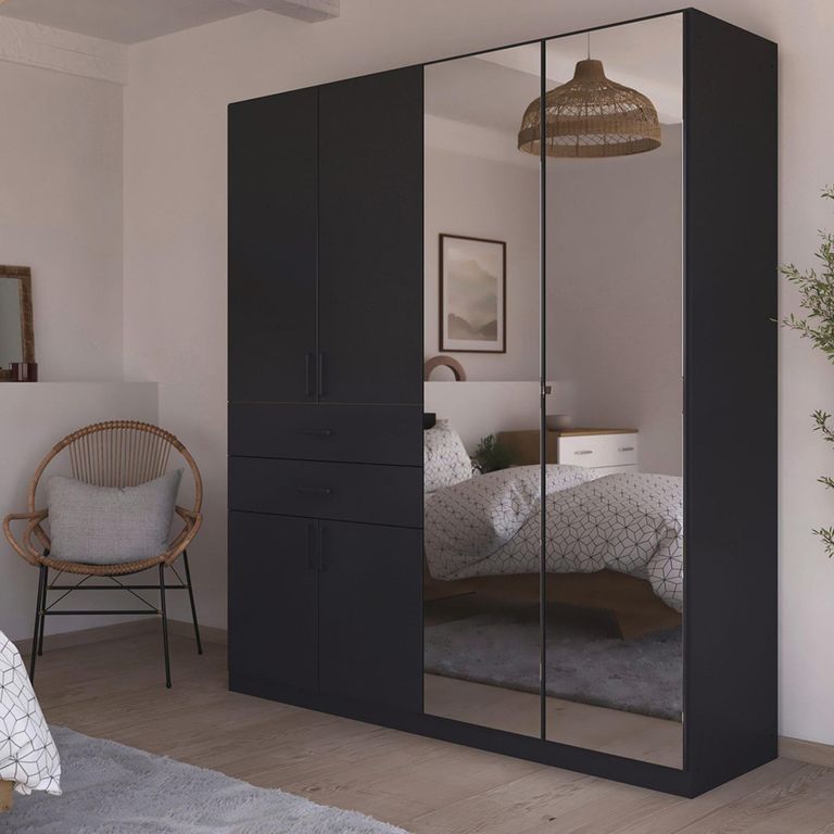 Maika Wardrobe - 181cm - 6 Door - Combi - H210cm - Metallic Dark Grey