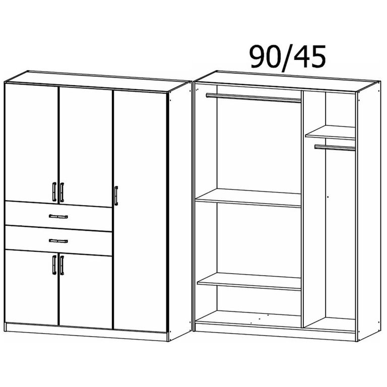 Maika Wardrobe - 181cm - 6 Door - H210cm - Alpine White & Artisan Oak