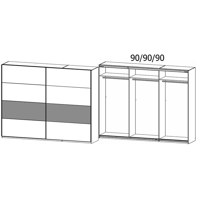 Malva Sliding Wardrobe - 271cm - 2 Door - Metallic Dark Grey