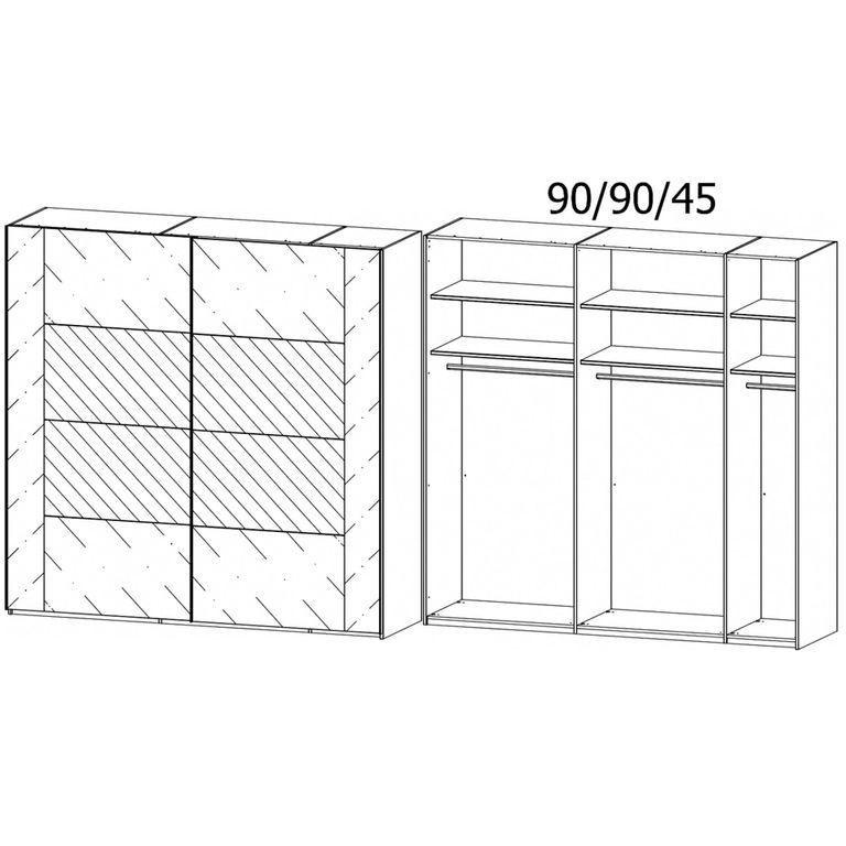 Miramar Type-4 Sliding Wardrobe - 226cm - 2 Door - Fully Mirrored - Champagne