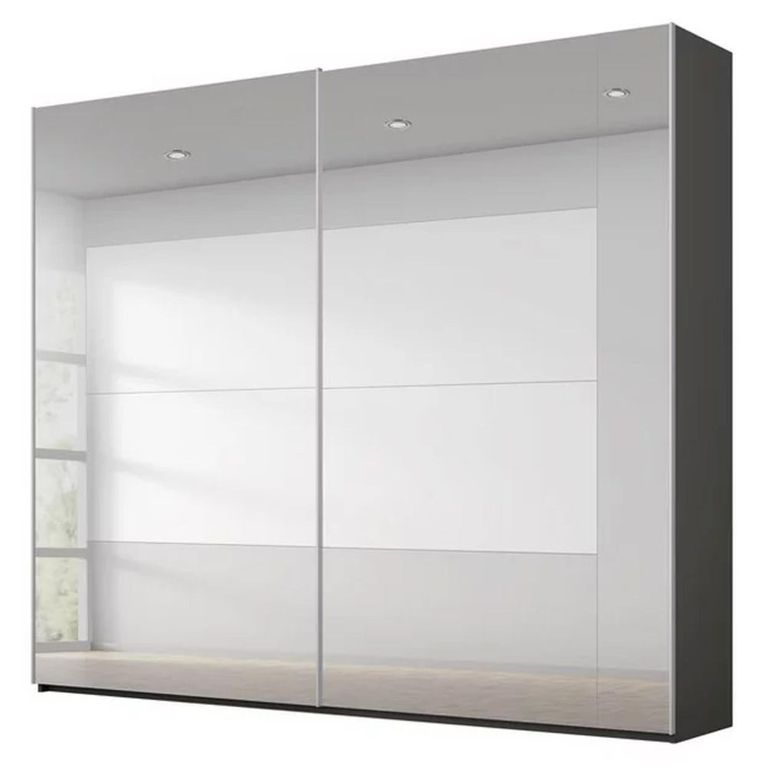 Miramar Type-4 Sliding Wardrobe - 226cm - 2 Door - Fully Mirrored - Graphite