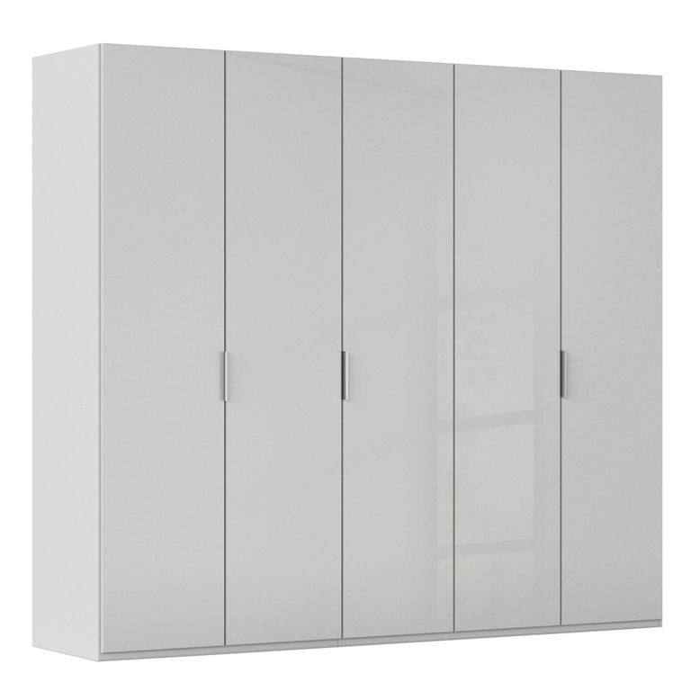 Miramar Type-5 Wardrobe - 251cm - 5 Door - Silk Grey & Silk Grey Glass