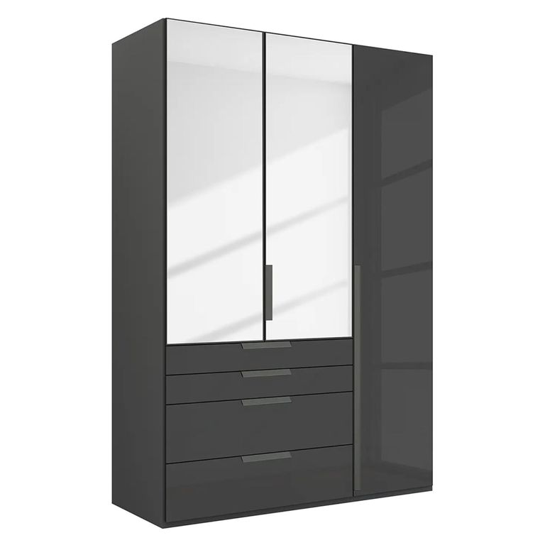 Purisma Wardrobe - 151cm - 3 Door - Combi - Graphite & Basalt Glass