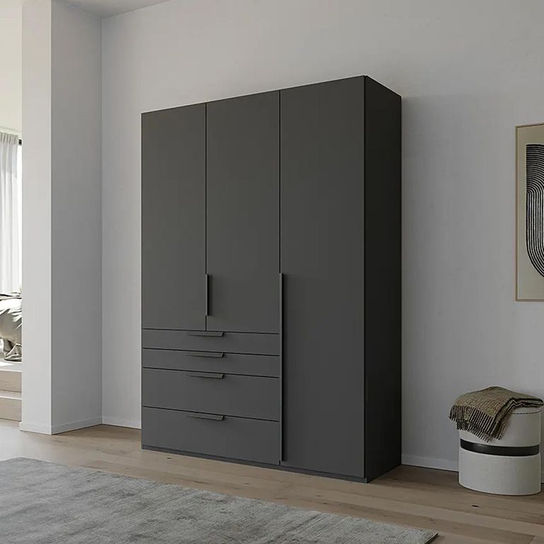 Purisma Wardrobe - 151cm - 3 Door - 4 Drawer - Graphite