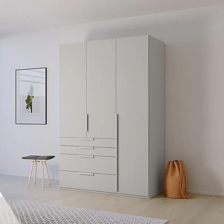 Purisma Wardrobe - 151cm - 3 Door - 4 Drawer - Silk Grey