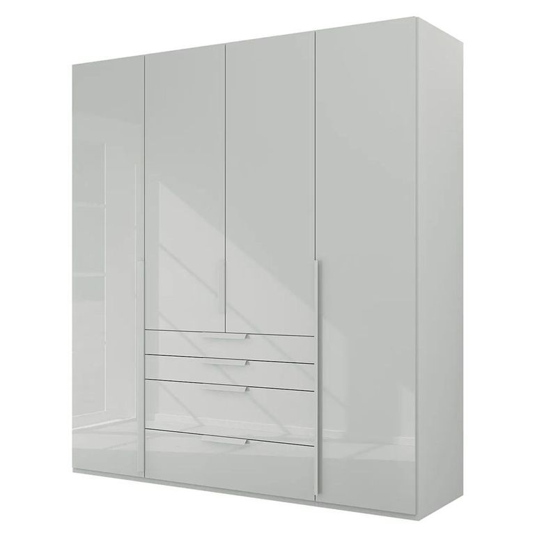Purisma Wardrobe - 201cm - 4 Door - 4 Drawer - Silk Grey Glass