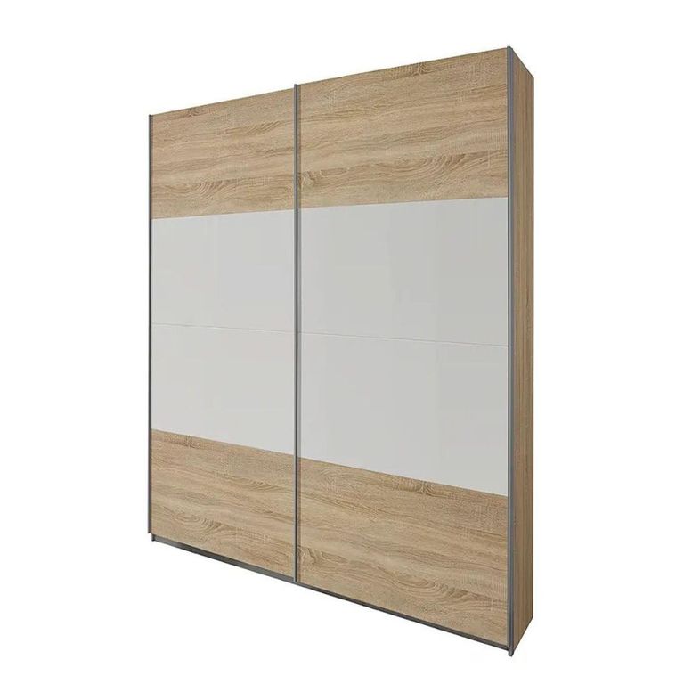 Quadra Sliding Wardrobe - 136cm - 2 Door - Sonoma Oak & Alpine White