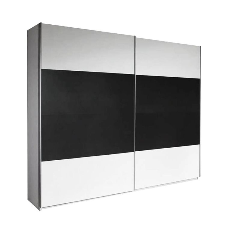 Quadra Sliding Wardrobe - 226cm - 2 Door - Alpine White & Metallic Dark Grey