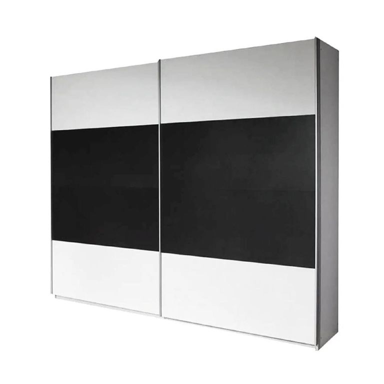 Quadra Sliding Wardrobe - 226cm - 2 Door - Alpine White & Metallic Dark Grey