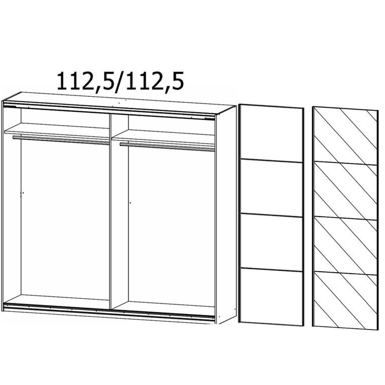 Quadra Sliding Wardrobe - 226cm - 2 Door - Alpine White & Metallic Dark Grey