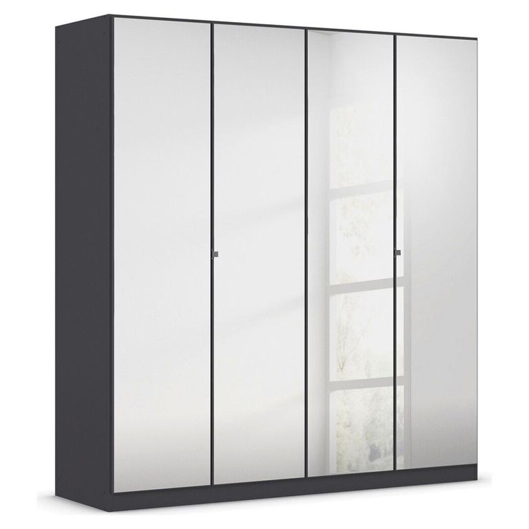 Reflect Wardrobe - 181cm - 4 Door - Mirrored - Metallic Dark Grey