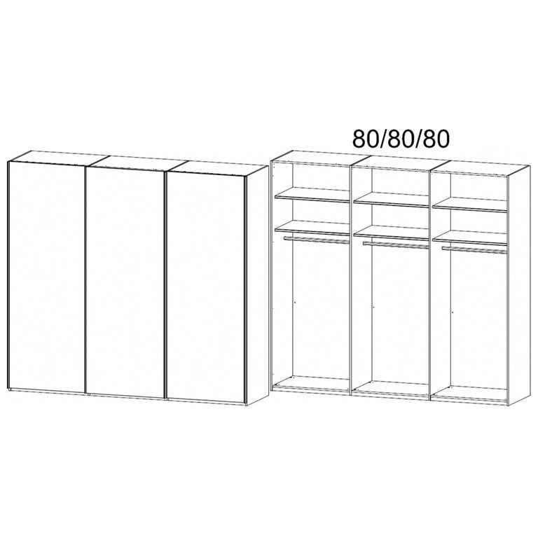 Taro Sliding Wardrobe - 242cm - 3 Door - Champagne