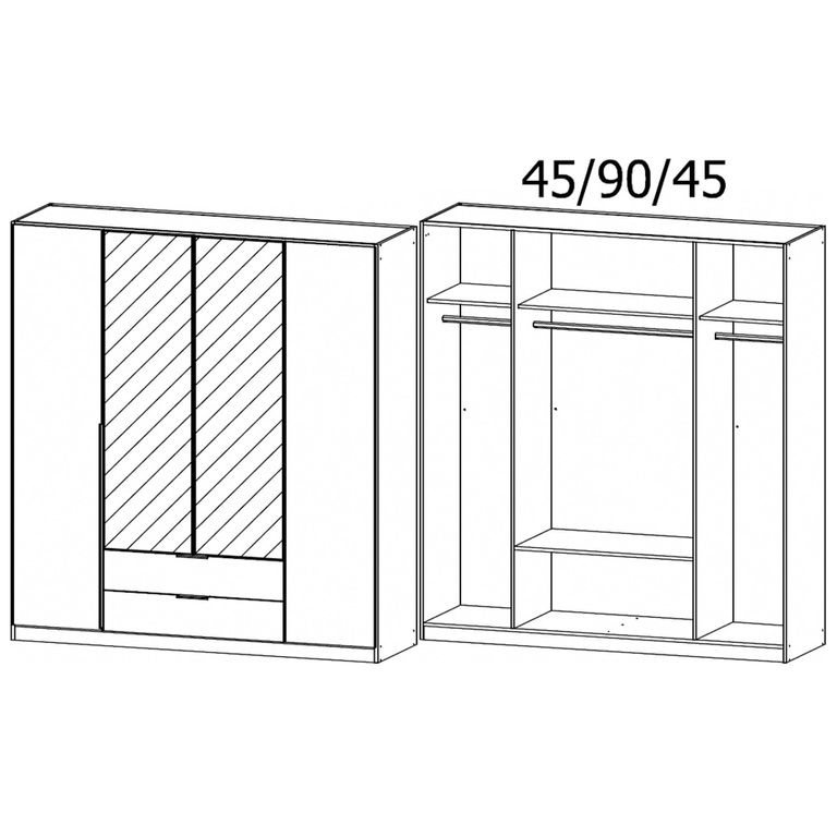Texas Wardrobe - 181cm - 4 Door - Combi - Sonoma Oak