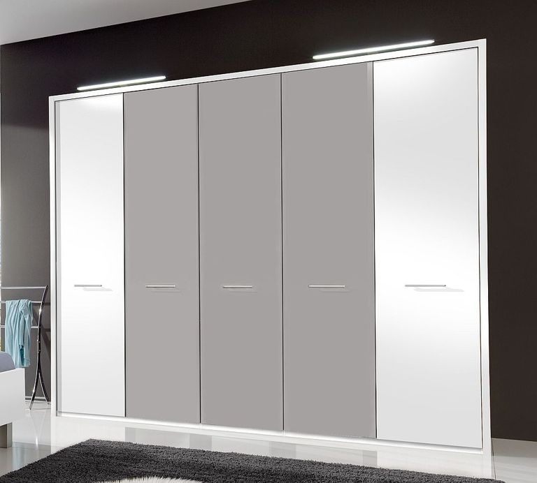 Portland Wardrobe - 5 Door - White and Grey