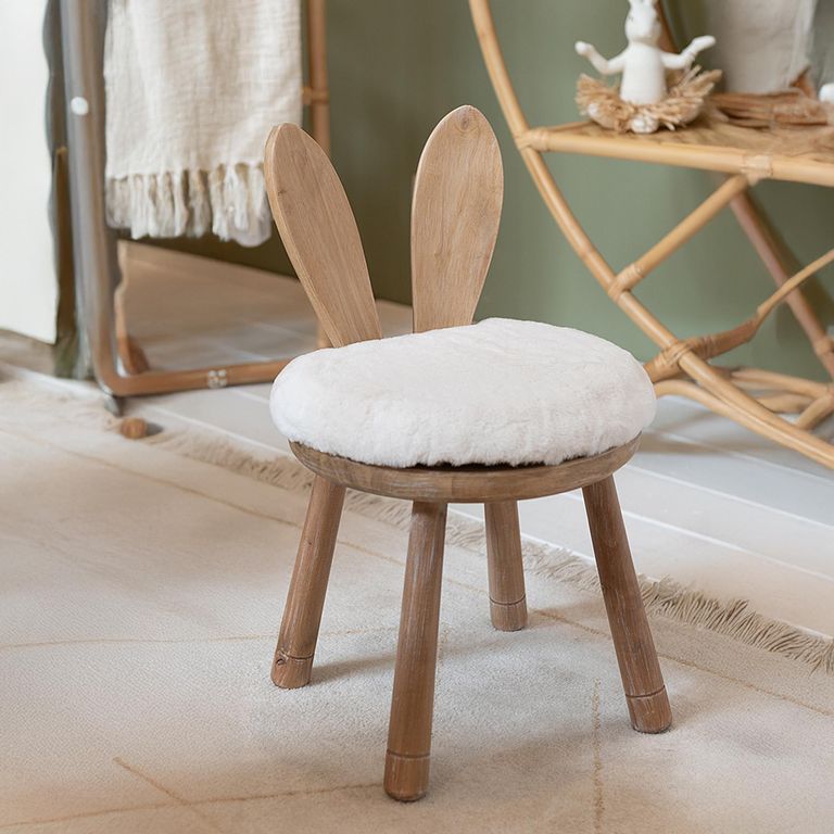 Rabbit Ears Kids Chair - Set of 2 - Natural and White - Wood