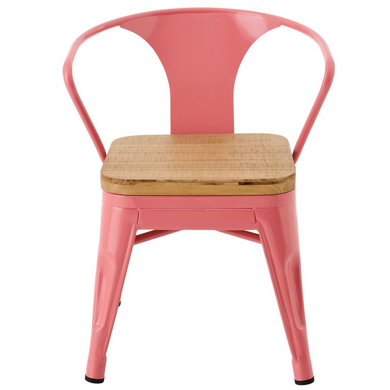 Evi Kids Chair - Set of 2 - Curved Back - Dark Pink - Plywood and Metal