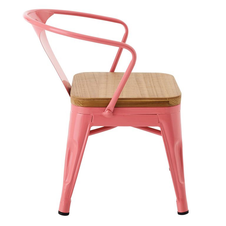 Evi Kids Chair - Set of 2 - Curved Back - Dark Pink - Plywood and Metal