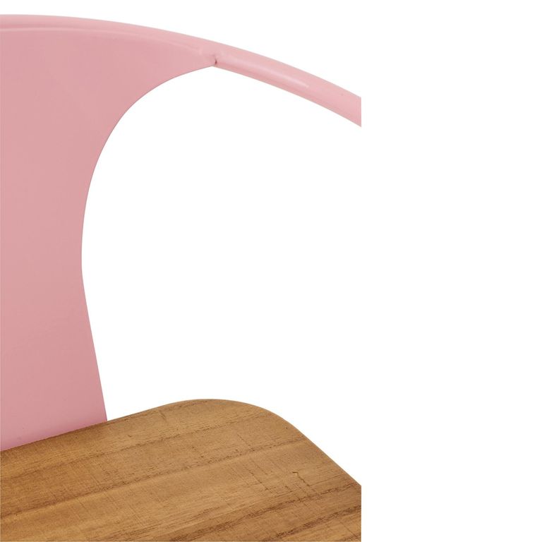 Evi Kids Chair - Set of 2 - Curved Back - Light Pink - Plywood and Metal