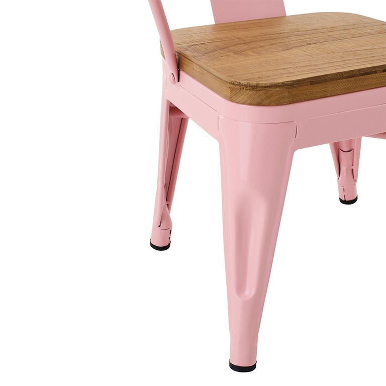 Evi Kids Chair - Set of 2 - Curved Back - Light Pink - Plywood and Metal