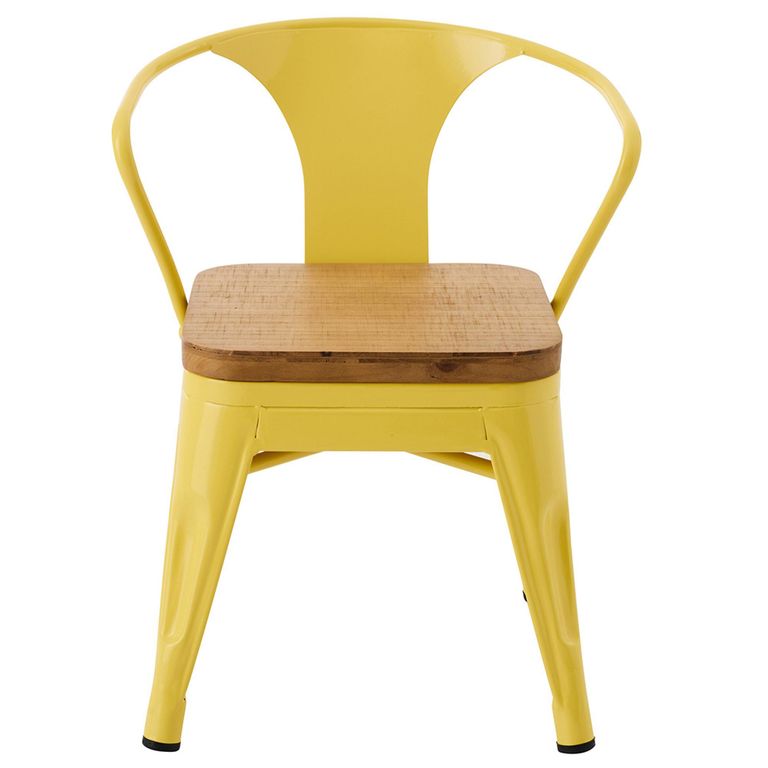 Evi Kids Chair - Set of 2 - Curved Back - Yellow - Plywood and Metal