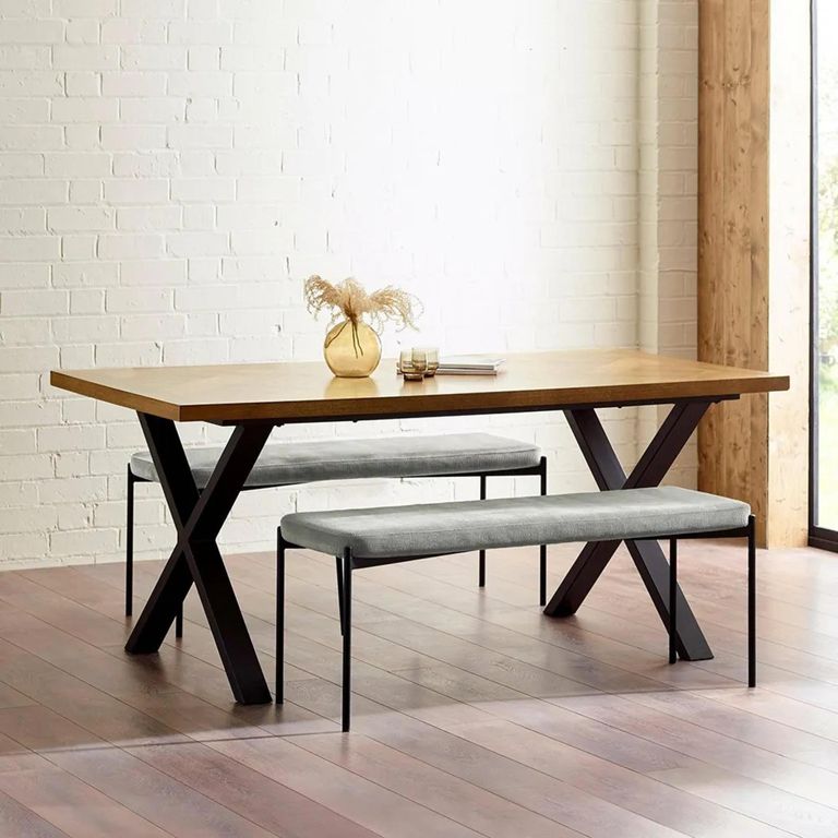 Leonie Grey Fabric Dining Bench