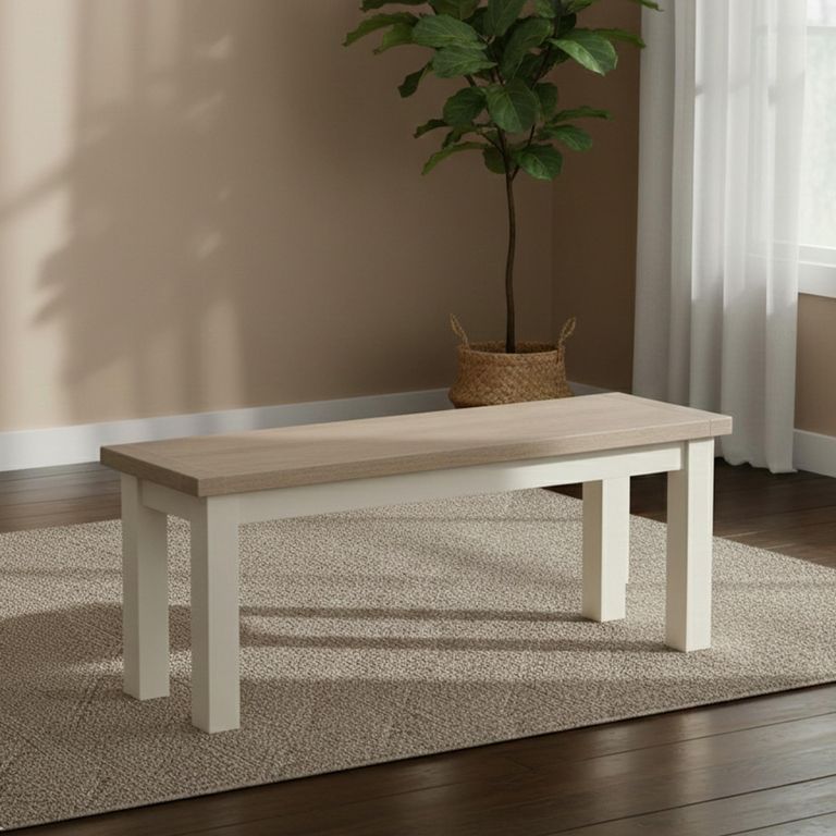 Modern Dining Bench - White Painted