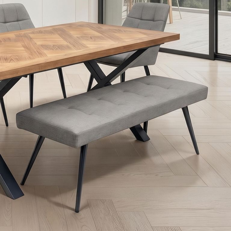 Ava Dining Bench - Taupe Faux Leather