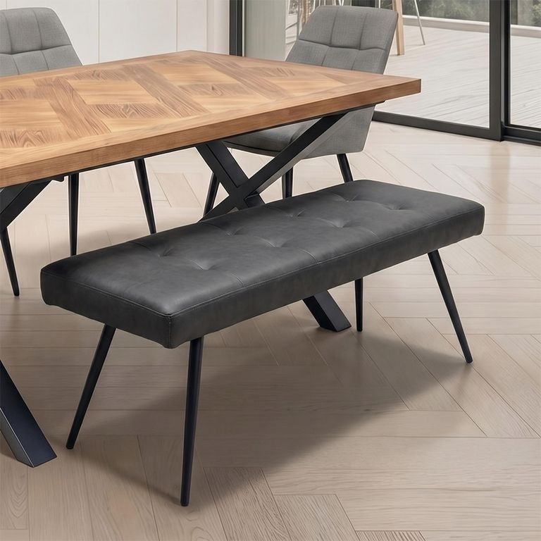 Sheldon Dining Bench - Charcoal Faux Leather