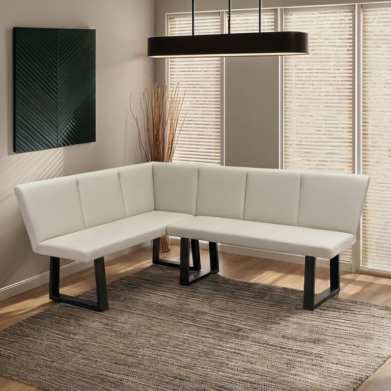 Westin Corner Dining Bench - Stone Faux Leather