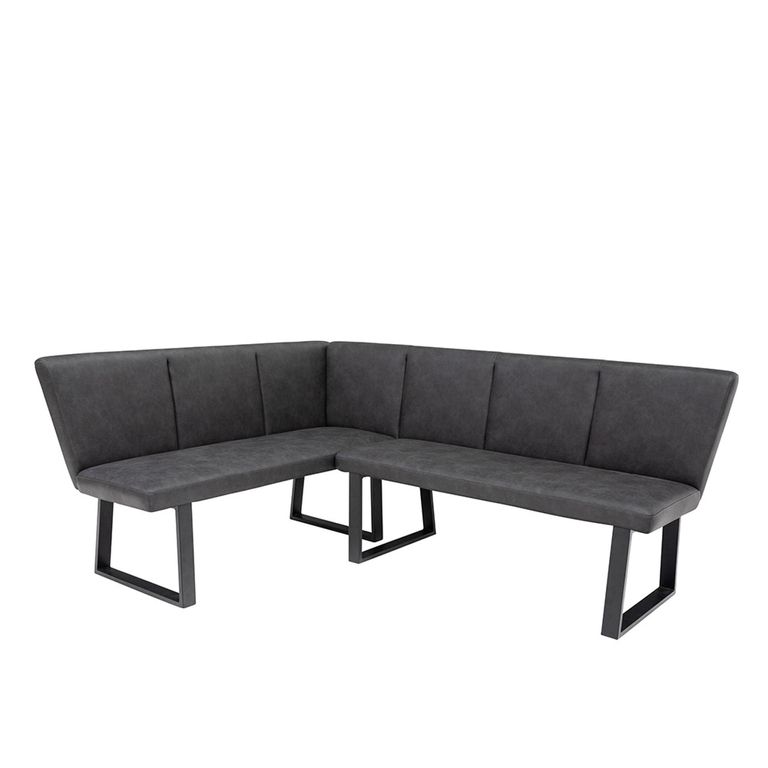 Franklin Corner Dining Bench - Charcoal Faux Leather