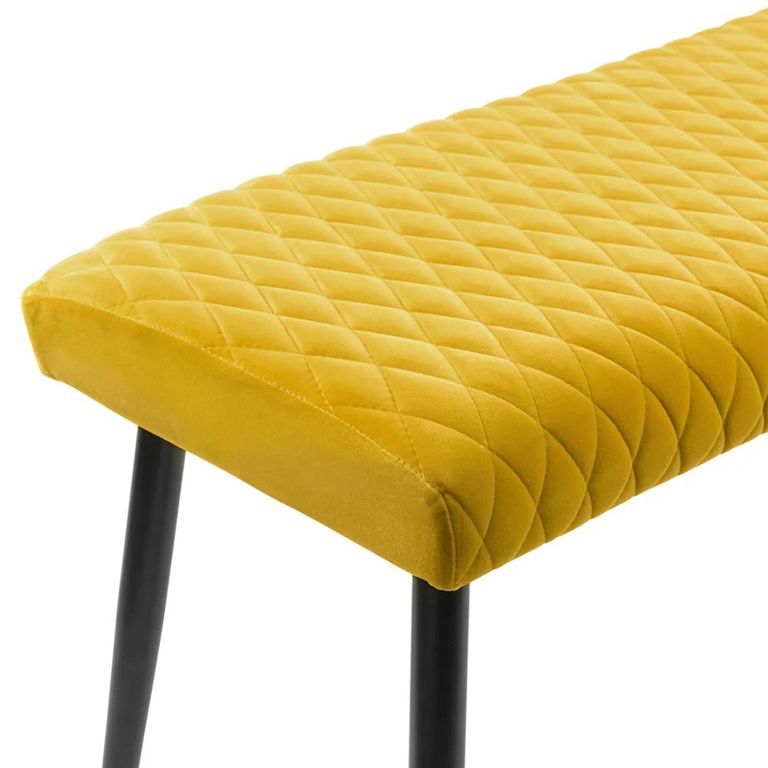 Luxe Dining Bench - Mustard Velvet and Black - Fabric and Metal