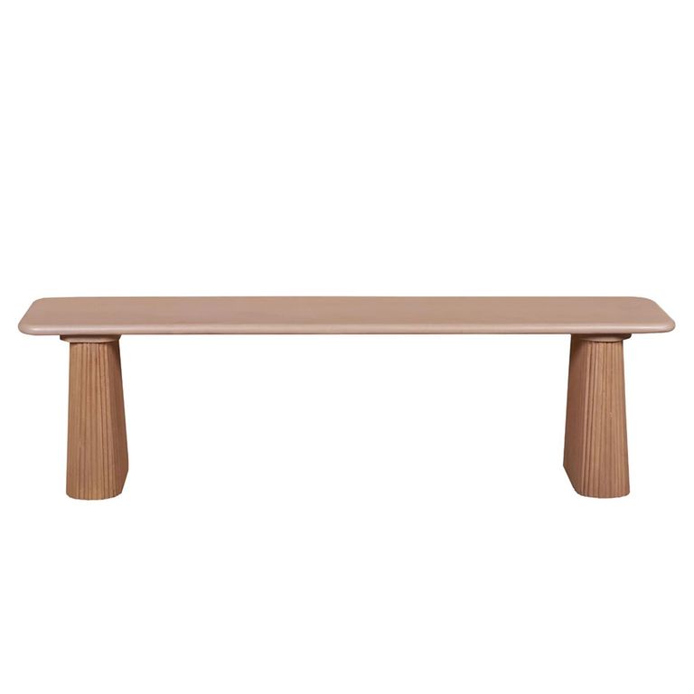 Indus Dining Bench - Fluted - Pale Taupe - Mango Wood